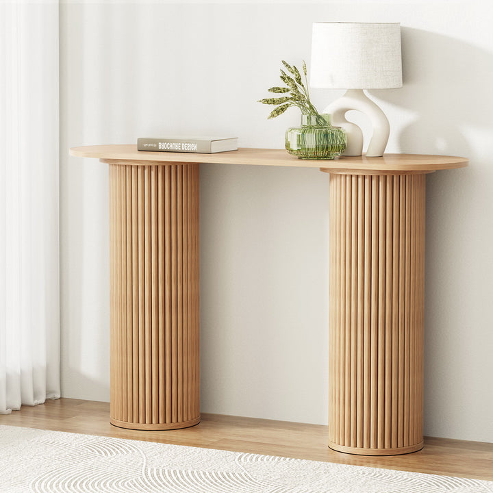 Console Table Oval 115CM Pine-Furniture > Living Room > Side Tables-Nomica Living