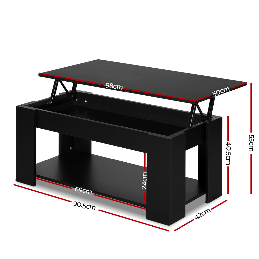 Black Lift-Top Coffee Table with Storage-Furniture > Living Room > Coffee Tables-Nomica Living