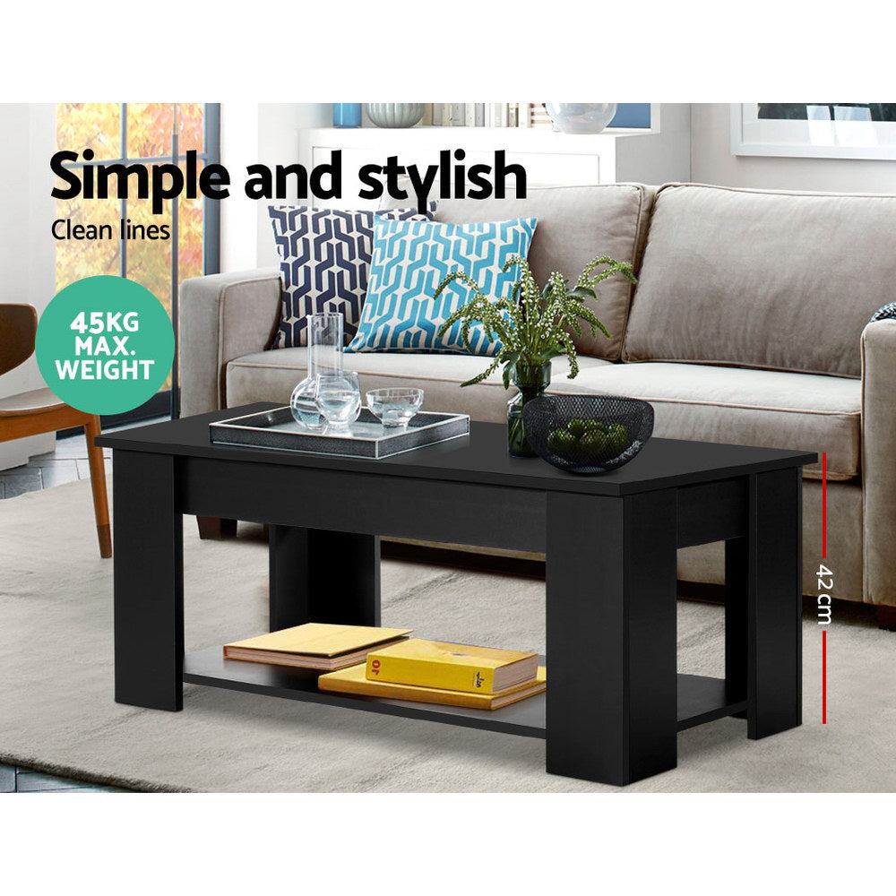 Black Lift-Top Coffee Table with Storage-Furniture > Living Room > Coffee Tables-Nomica Living