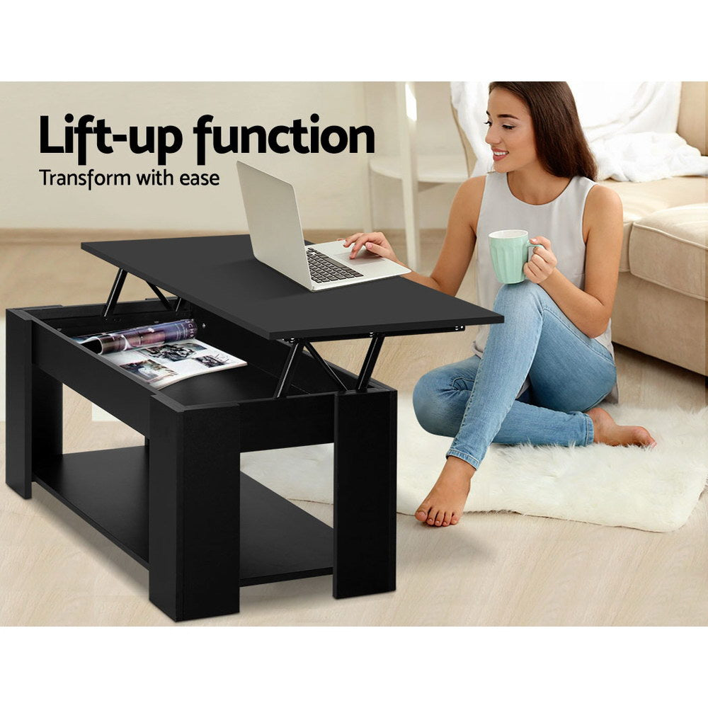 Black Lift-Top Coffee Table with Storage-Furniture > Living Room > Coffee Tables-Nomica Living