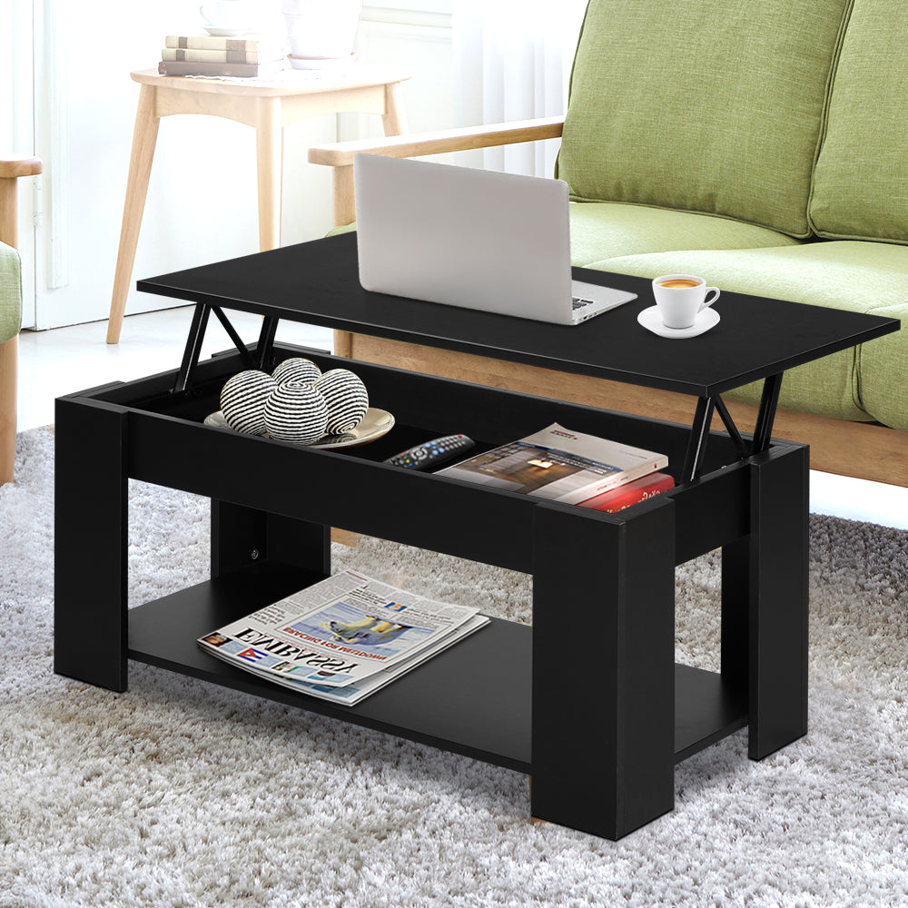 Black Lift-Top Coffee Table with Storage-Furniture > Living Room > Coffee Tables-Nomica Living