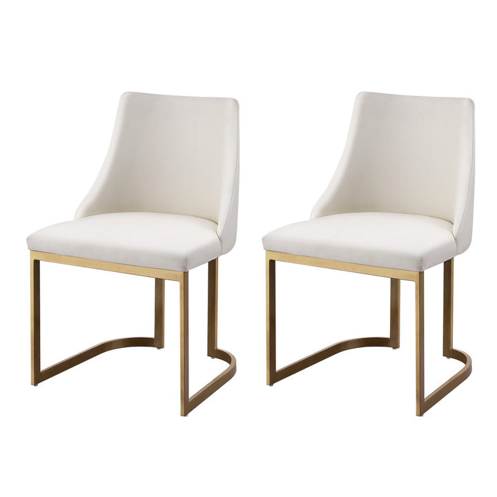 Beige Linen Fabric Dining Chairs (Set of 2)