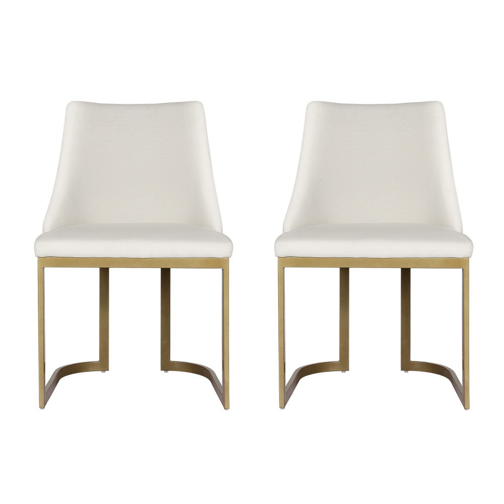 Beige Linen Fabric Dining Chairs (Set of 2)