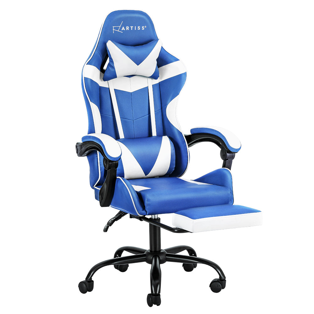 Artiss Ergonomic Gaming Chair - Blue and White-Furniture > Office > Office & Desk Chairs-Nomica Living