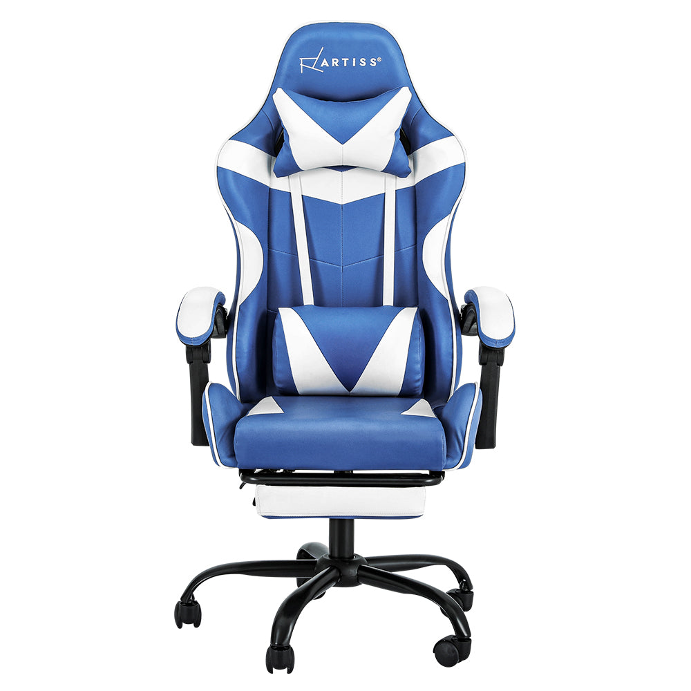 Artiss Ergonomic Gaming Chair - Blue and White-Furniture > Office > Office & Desk Chairs-Nomica Living