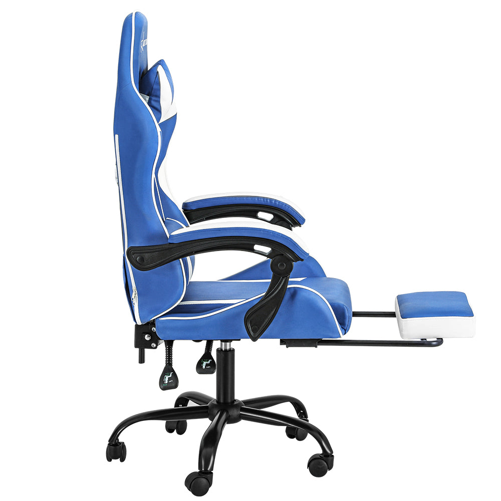 Artiss Ergonomic Gaming Chair - Blue and White-Furniture > Office > Office & Desk Chairs-Nomica Living