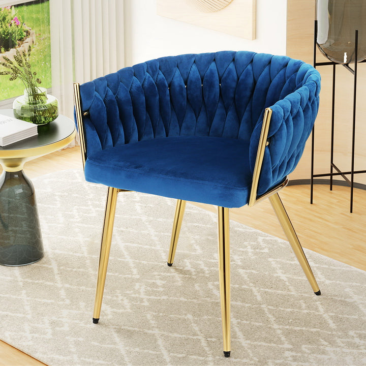 Blue Velvet Weaving Armchair