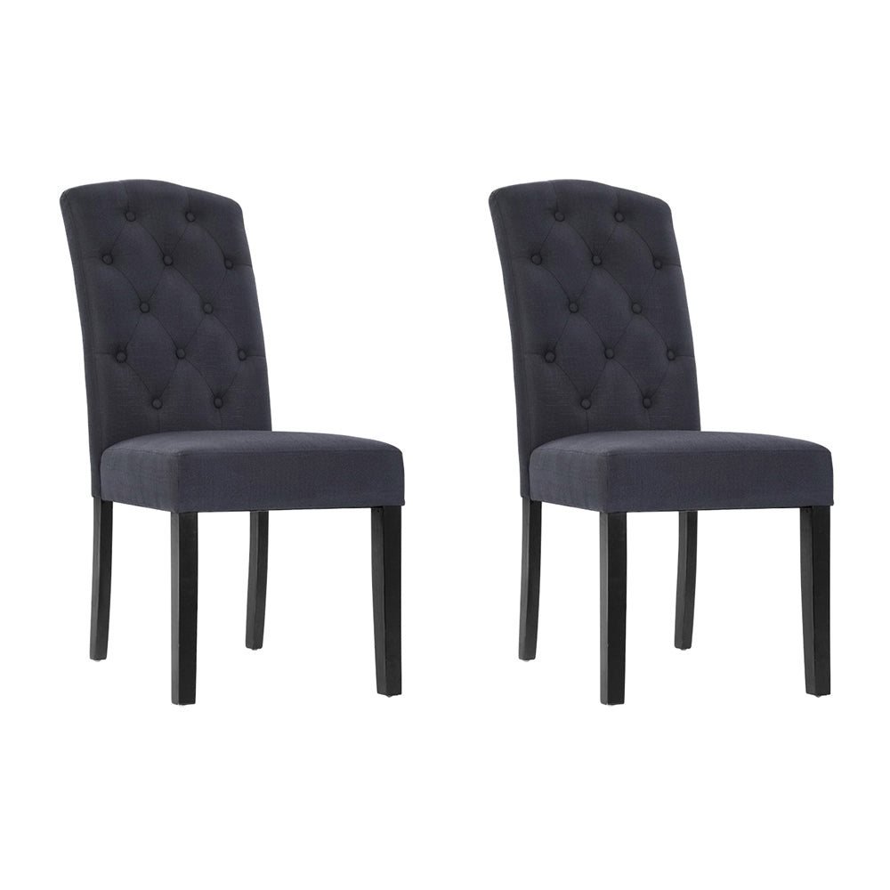 Dark Grey Linen Parsons Dining Chairs (Set of 2)