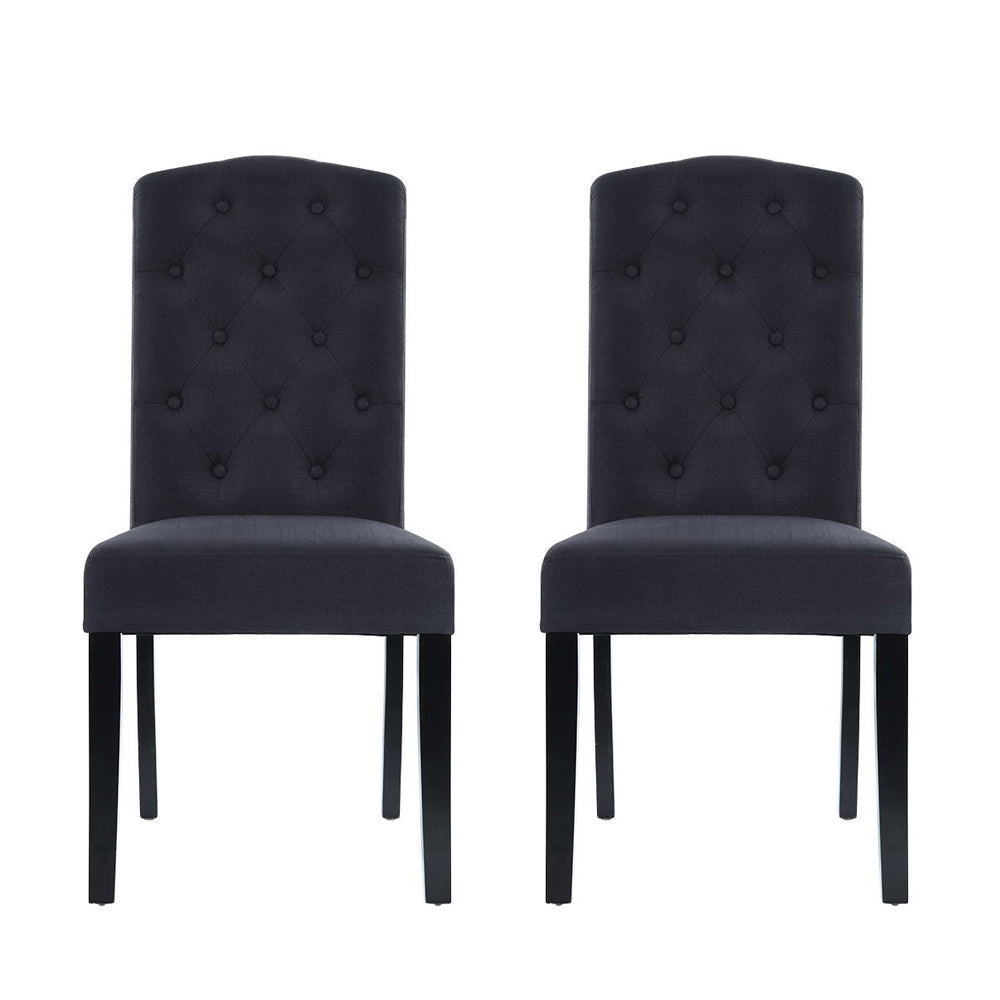 Dark Grey Linen Parsons Dining Chairs (Set of 2)