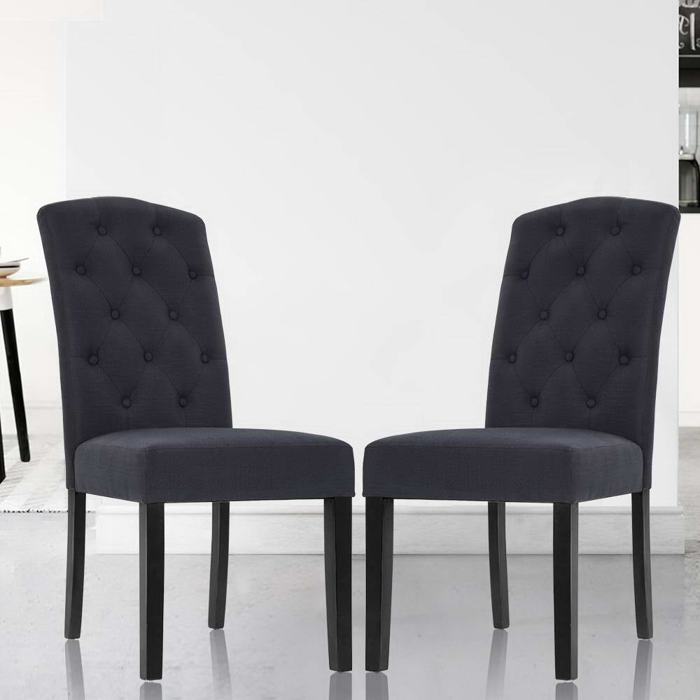 Dark Grey Linen Parsons Dining Chairs (Set of 2)