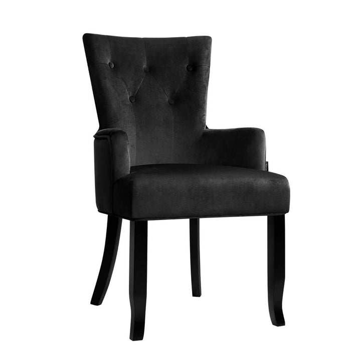 Black Velvet French Provincial Armchair