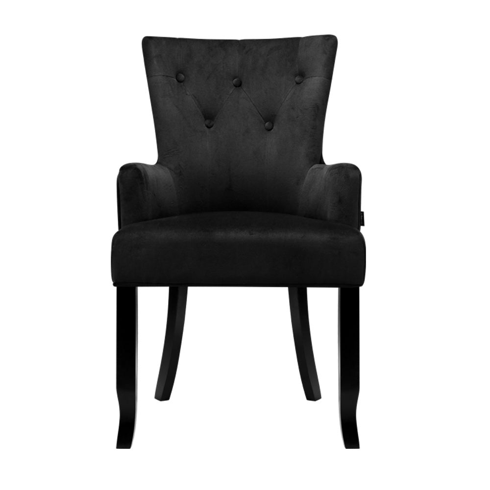 Black Velvet French Provincial Armchair