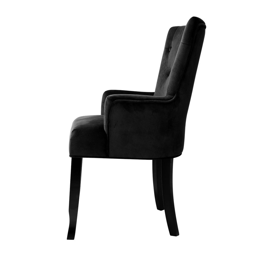 Black Velvet French Provincial Armchair