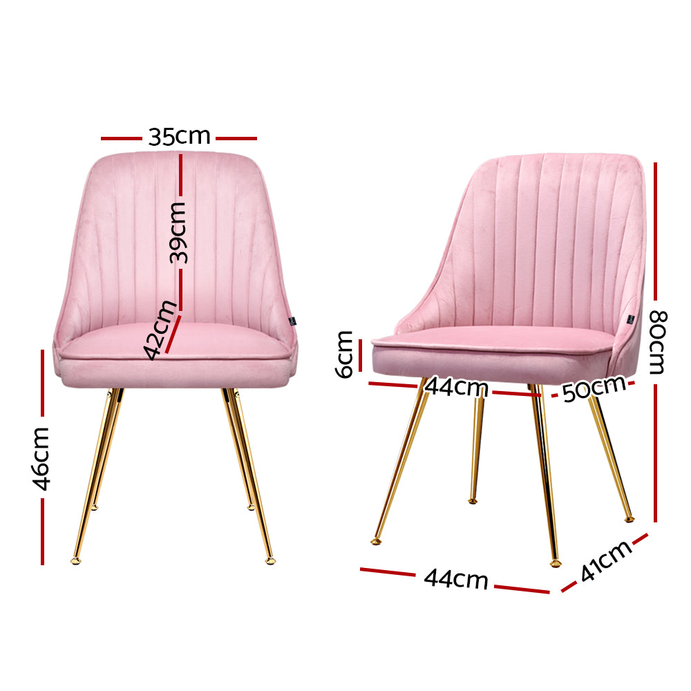 Pink Velvet Channel Tufted Dining Chairs (Set of 2)