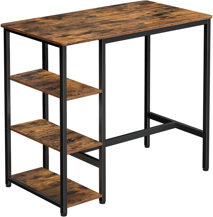 3-Tier Dining Table - 109cm Rustic Brown Steel Structure Storage Dining Furniture