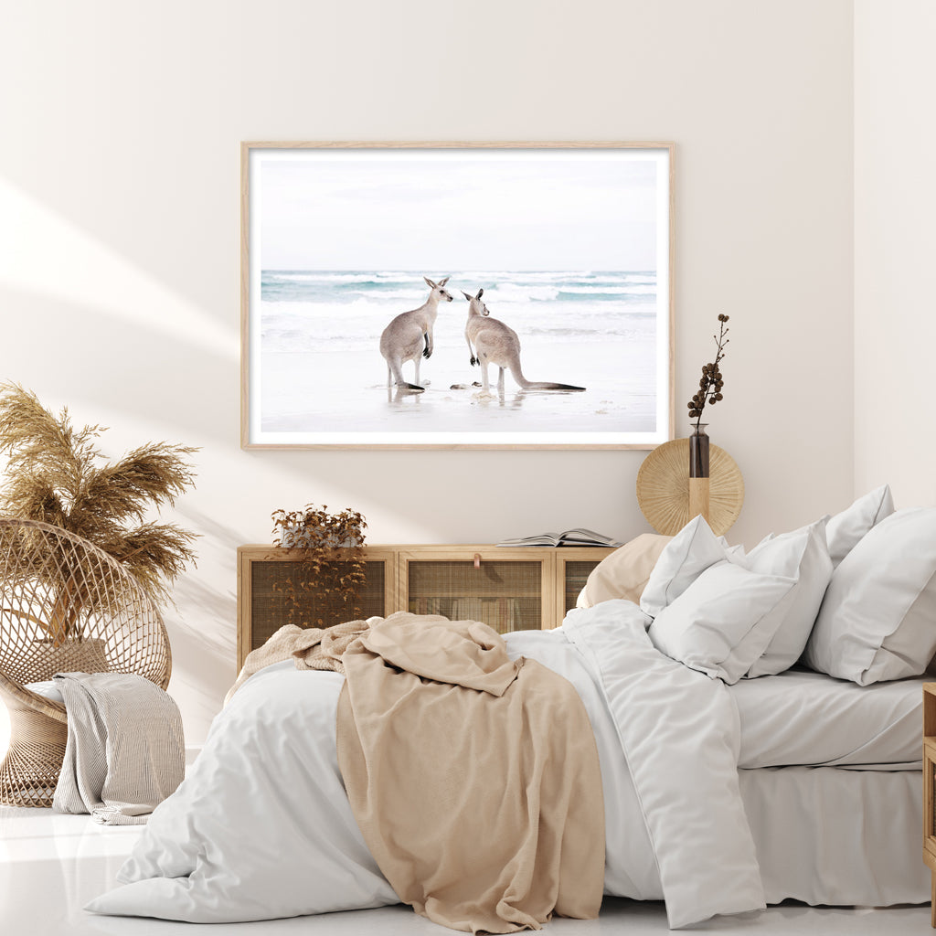 Kangaroo Wall Art – 70cm x 100cm Wood Frame Canvas