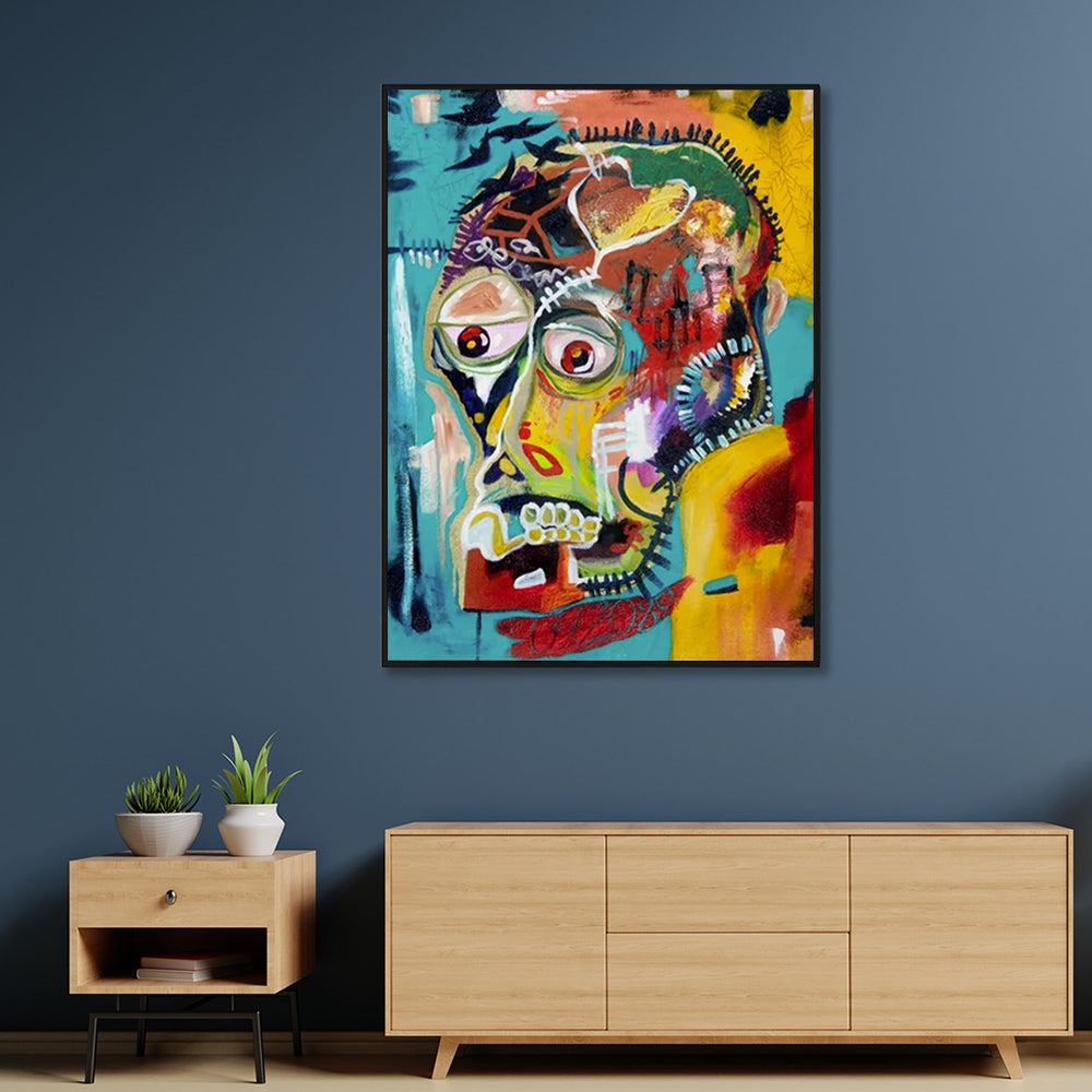 Pop Art Head Wall Art – 70cm x 100cm Black Frame Canvas