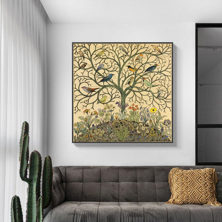 Tree of Life Wall Art – 100cm x 100cm Black Frame Canvas