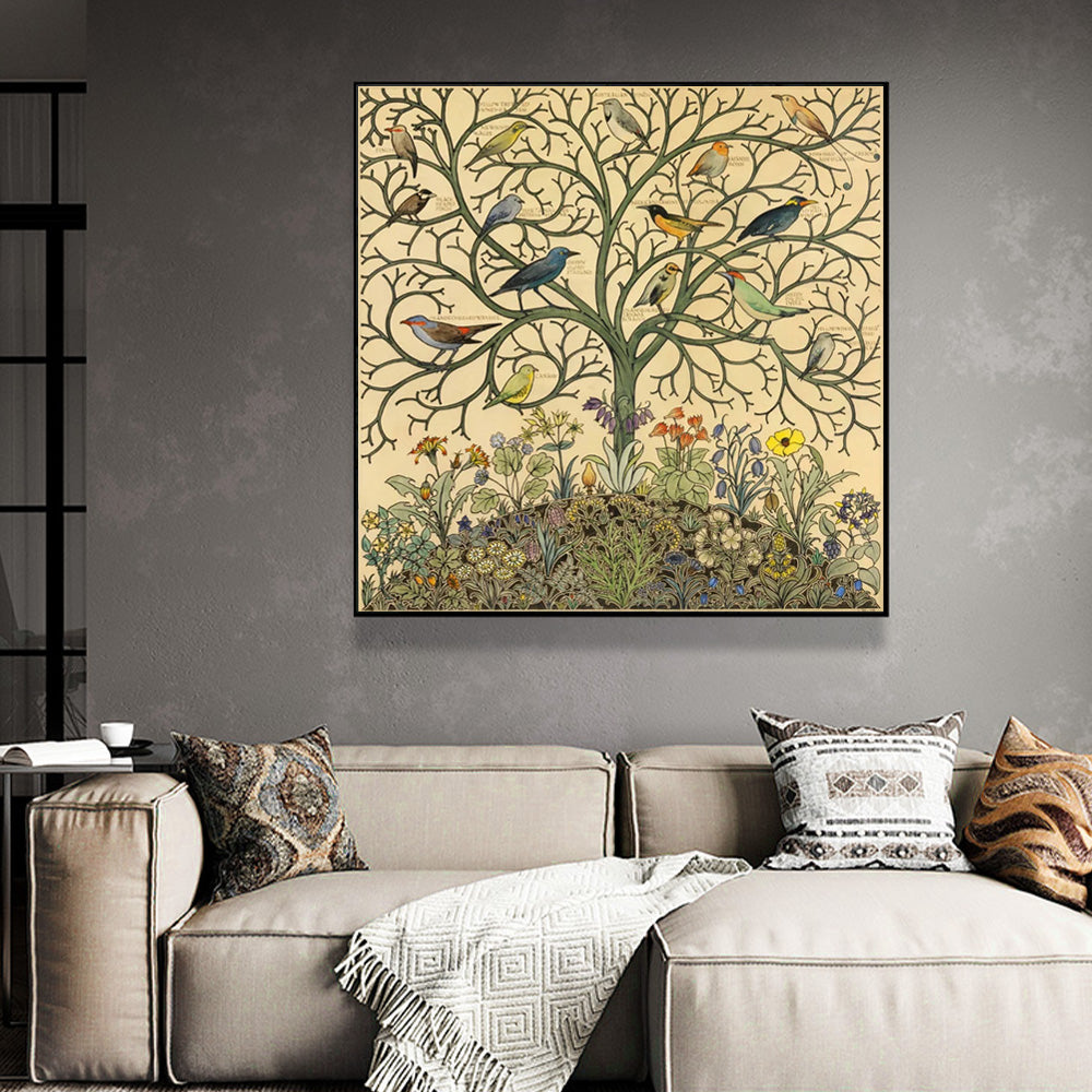 Tree of Life Wall Art – 100cm x 100cm Black Frame Canvas