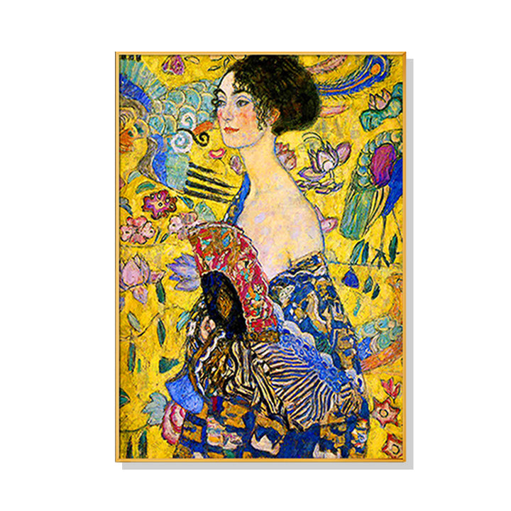 Lady With A Fan Wall Art – 80x120cm Gold Frame Canvas