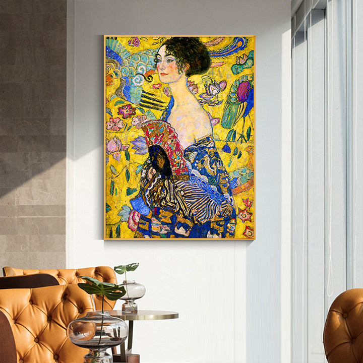 Lady With A Fan Wall Art – 80x120cm Gold Frame Canvas