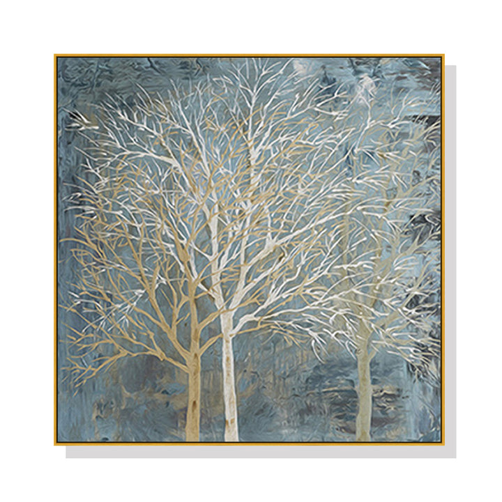 Forest in the Twilight Trees Wall Art – 100cm x 100cm Gold Frame Canvas