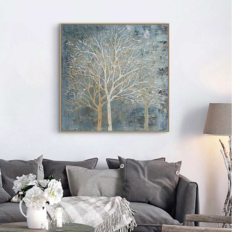 Forest in the Twilight Trees Wall Art – 100cm x 100cm Gold Frame Canvas