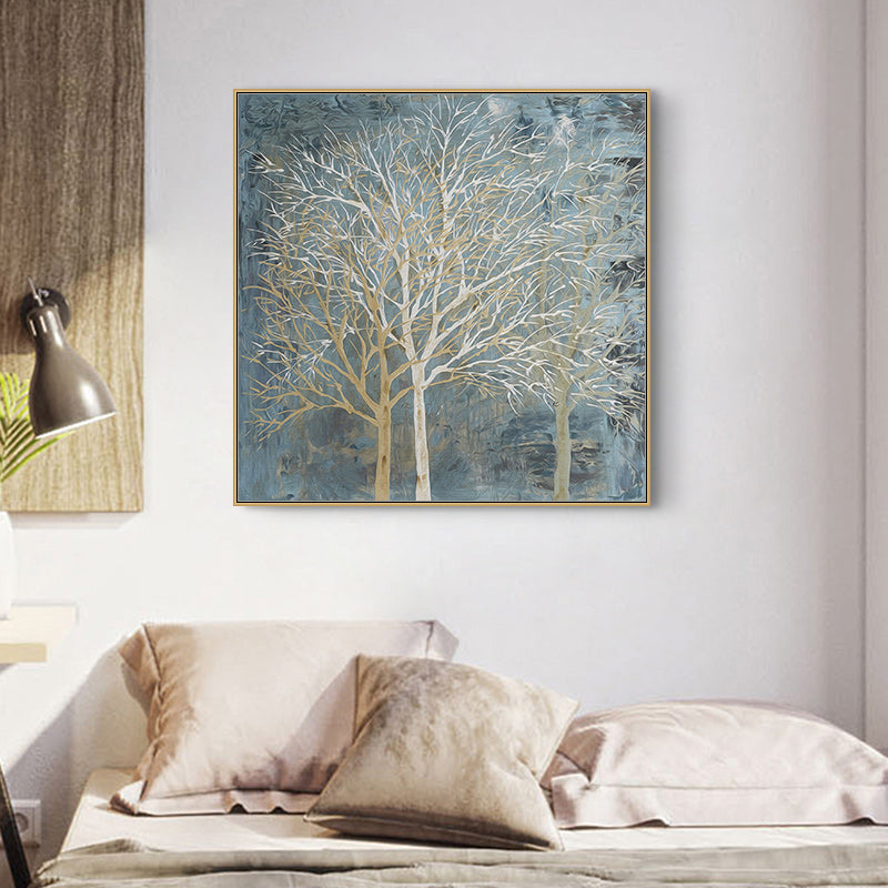 Forest in the Twilight Trees Wall Art – 100cm x 100cm Gold Frame Canvas