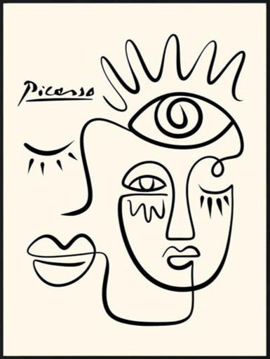 Line Art by Pablo Picasso – 80cm x 120cm Black Frame Canvas