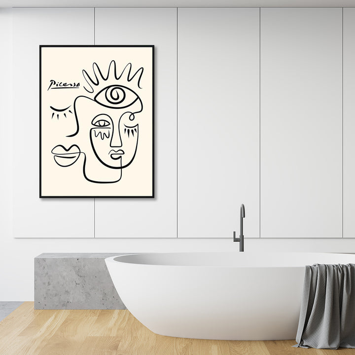 Line Art by Pablo Picasso – 80cm x 120cm Black Frame Canvas