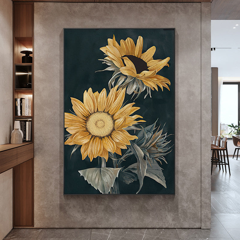 Sunflowers Wall Art – 80cm x 120cm Black Frame Canvas