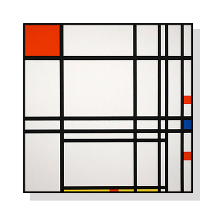 Abstract Art by Piet Mondrian – 90x90cm Black Frame Canvas