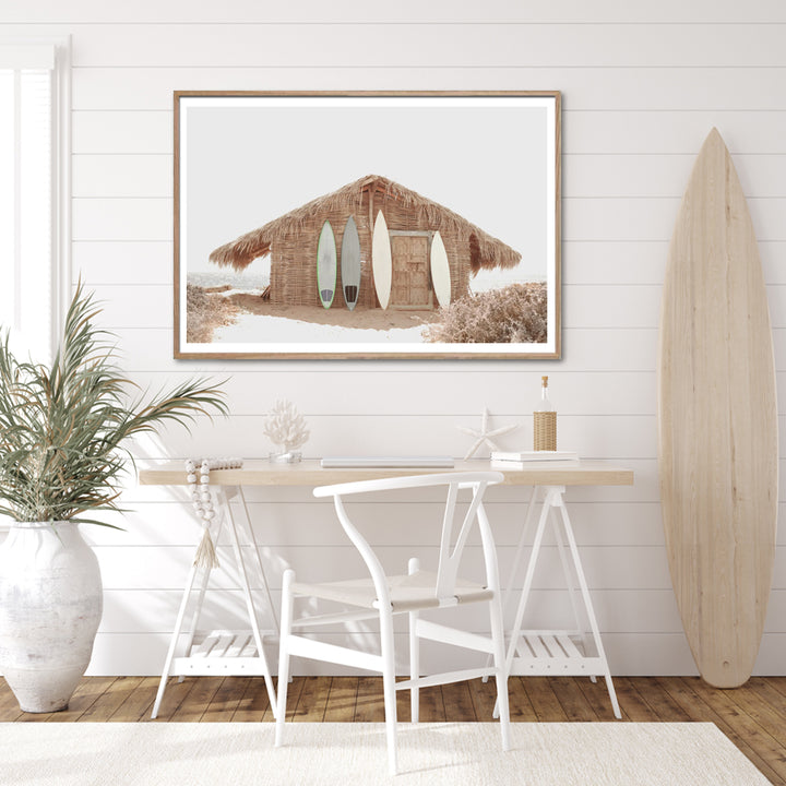 Surf Cabin Wall Art – 80cm x 120cm Wood Frame Canvas