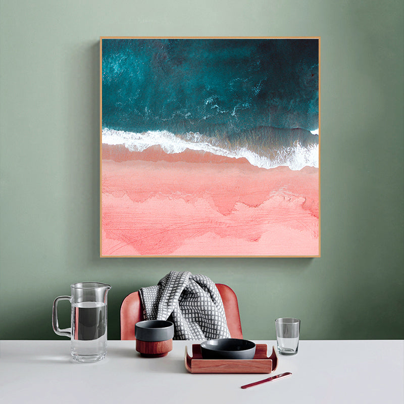 Pink Sea Wall Art – 100cm x 100cm Wood Frame Canvas