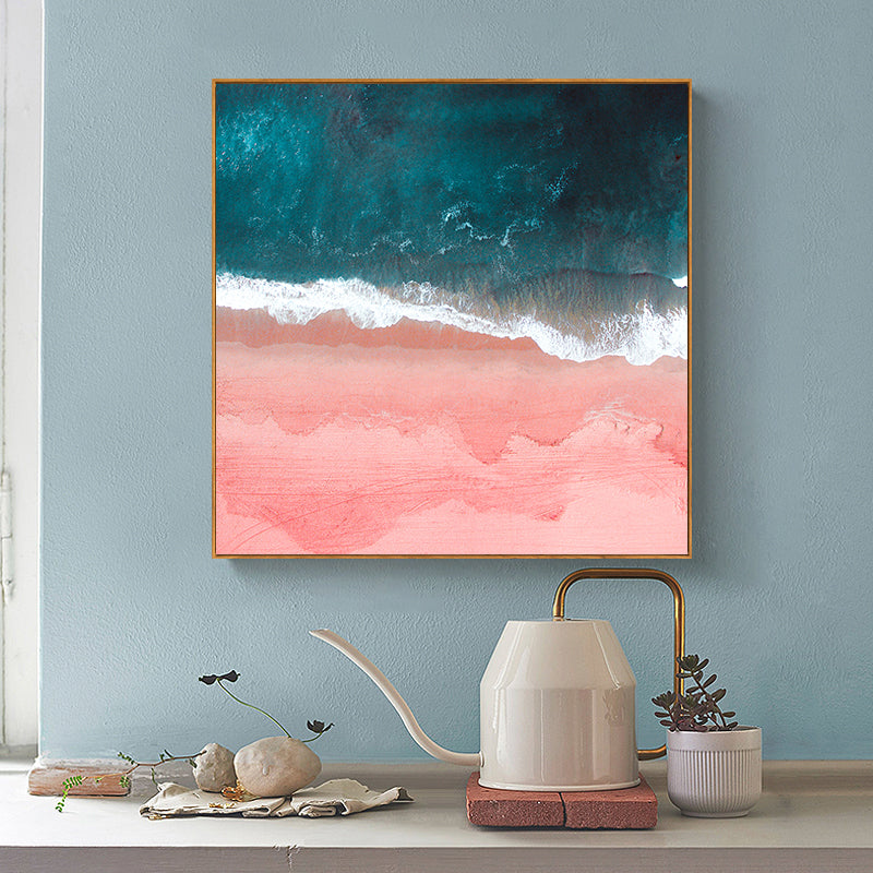 Pink Sea Wall Art – 100cm x 100cm Wood Frame Canvas