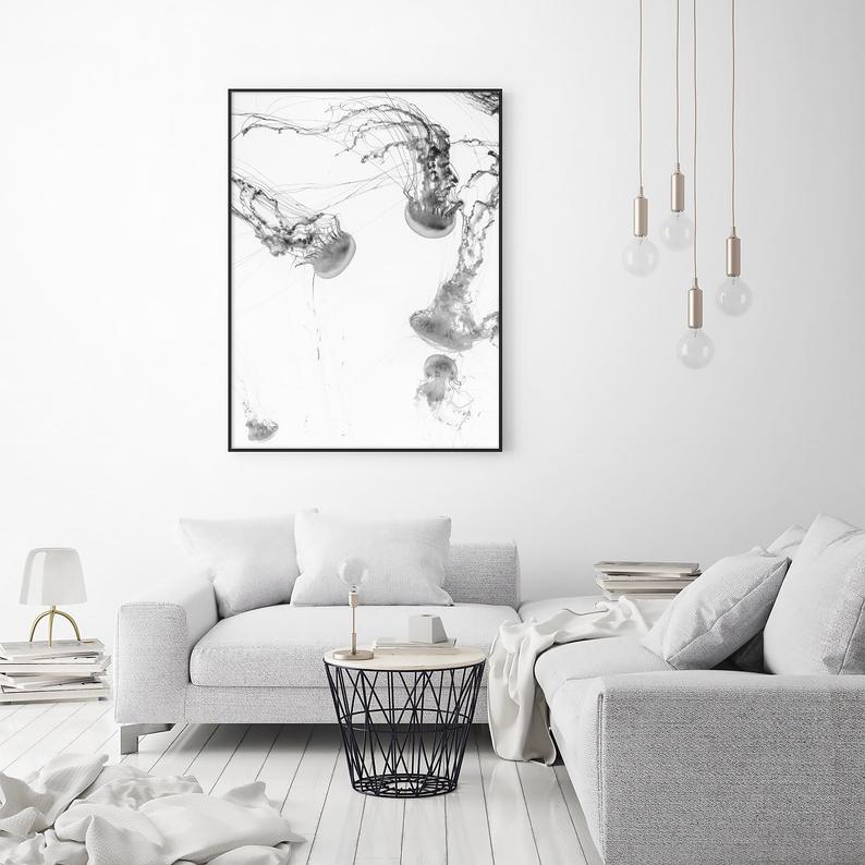 Jellyfish Wall Art – 80x120cm Black Frame Canvas