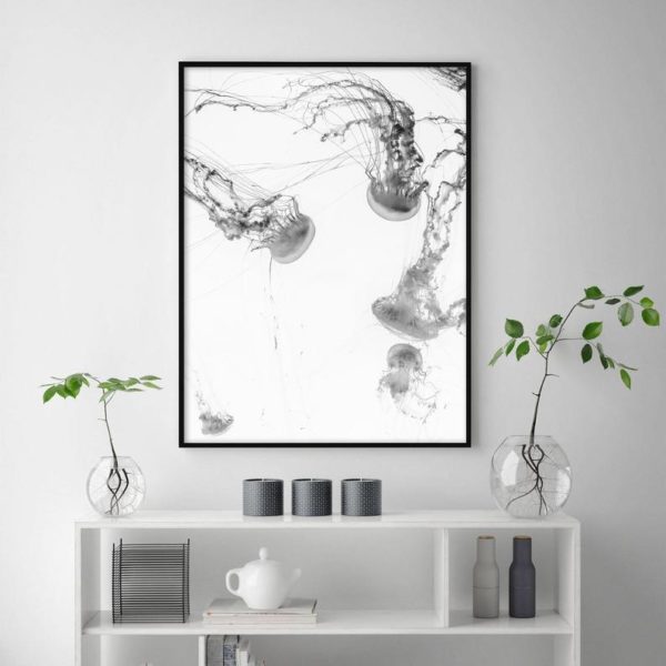 Jellyfish Wall Art – 80x120cm Black Frame Canvas