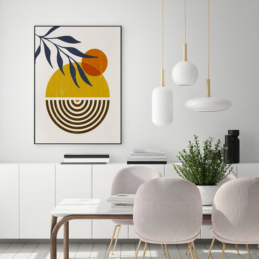 Sun and Moon Wall Art – 80x120cm Black Frame Canvas