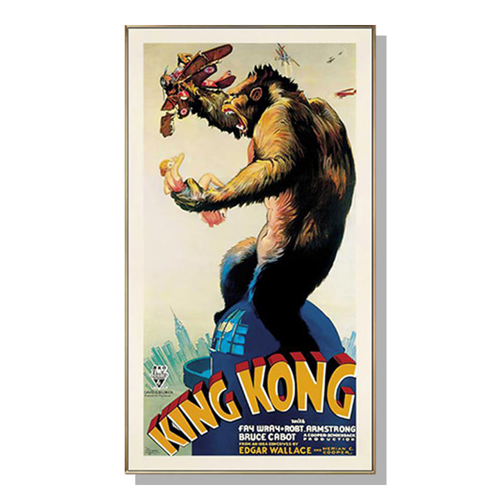 King Kong 1933 Wall Art – 60cm x 120cm Gold Frame Canvas