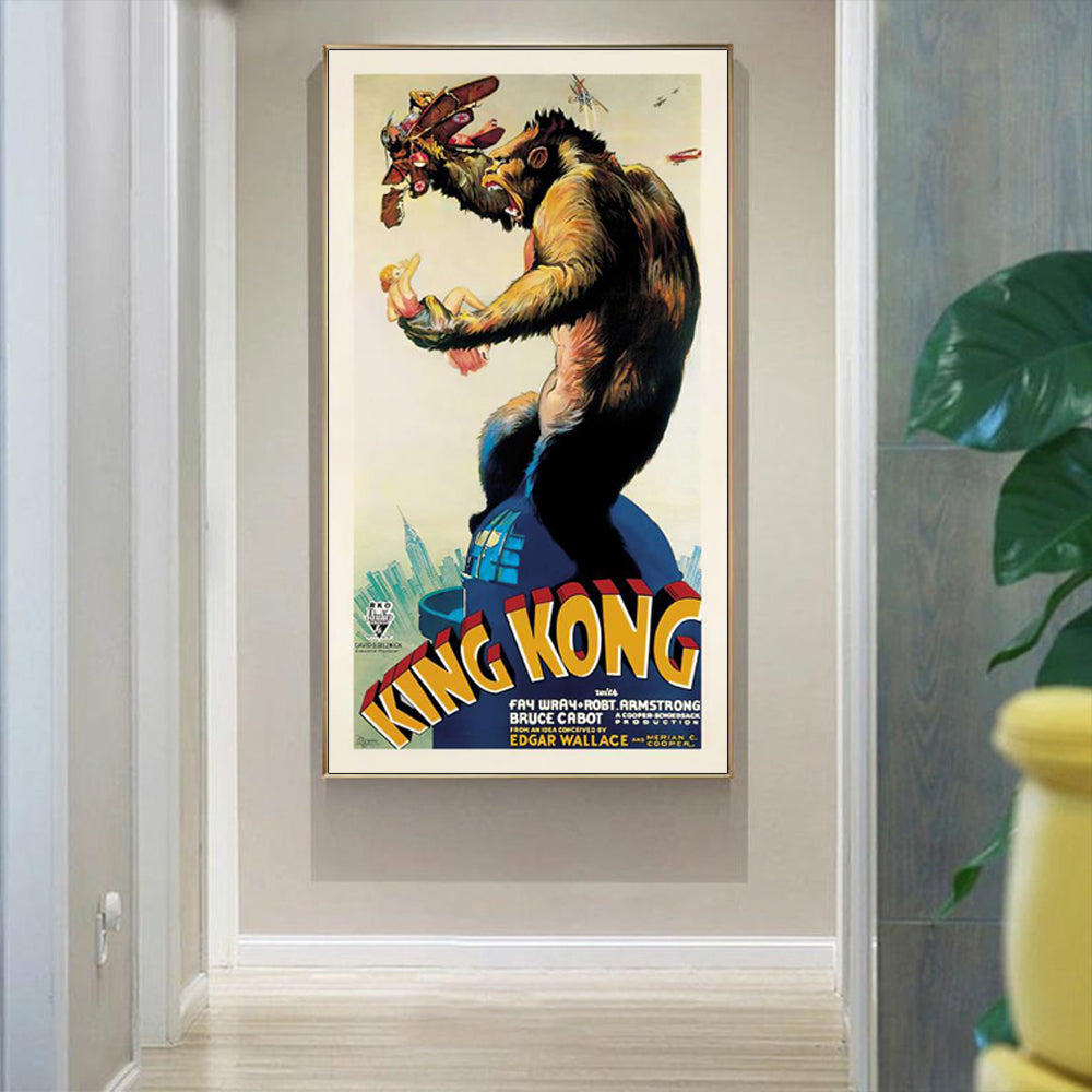 King Kong 1933 Wall Art – 60cm x 120cm Gold Frame Canvas