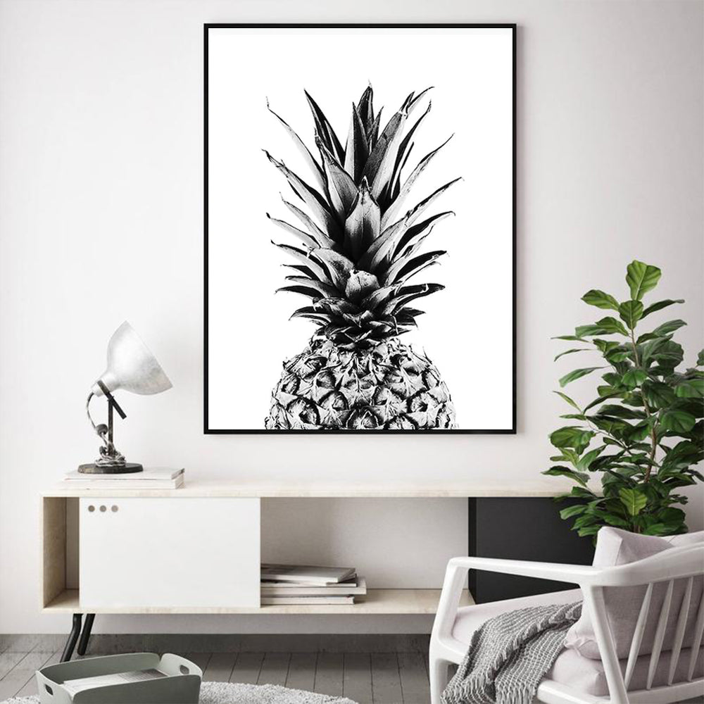 Pineapple Wall Art – 80x120cm Black Frame Canvas