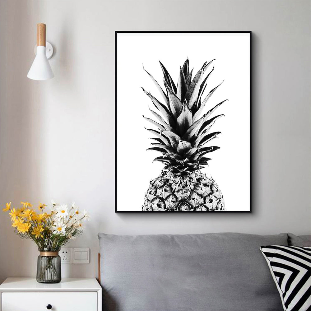 Pineapple Wall Art – 80x120cm Black Frame Canvas