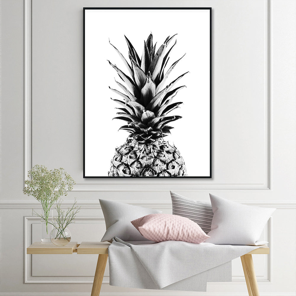 Pineapple Wall Art – 80x120cm Black Frame Canvas