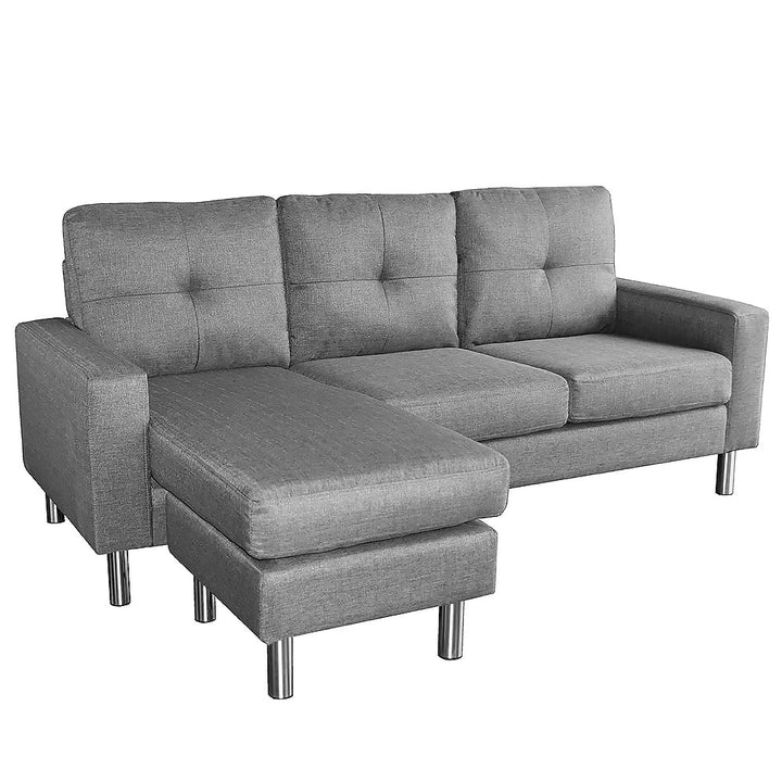 Linen Corner Sofa Lounge Couch Modular Furniture L-Shape with Right Chaise - Grey-Furniture > Sofas > Sofas & Sofa Beds-Nomica Living