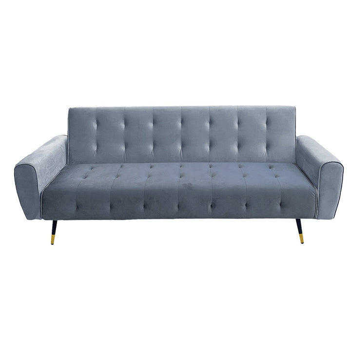 Ava 3-Seater Tufted Velvet Sofa Bed - Light Grey-Furniture > Sofas > Sofas & Sofa Beds-Nomica Living