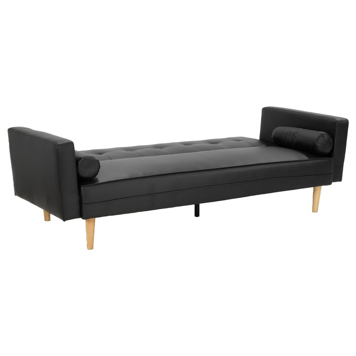 Madison 3-Seater Faux Leather Sofa Bed Lounge Couch - Black-Furniture > Sofas > Sofas & Sofa Beds-Nomica Living