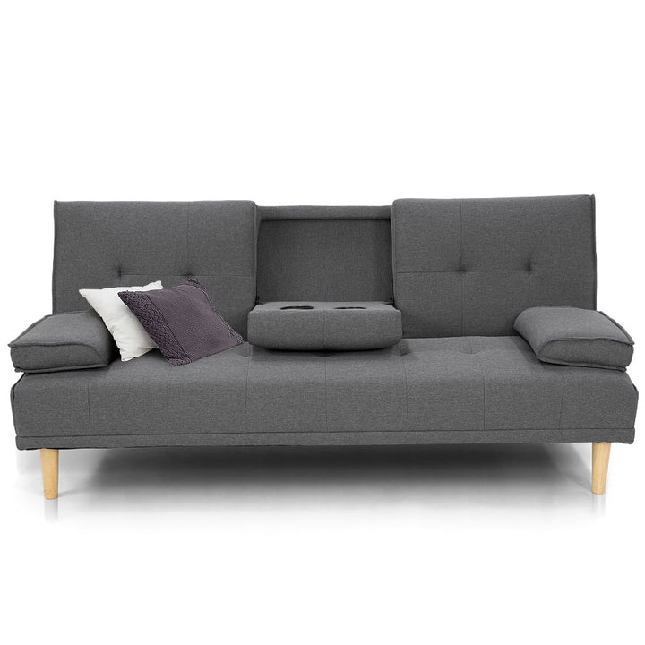 Rochester 3-Seater Linen Fabric Sofa Bed Lounge Couch Futon Furniture Suite - Dark Grey-Furniture > Sofas > Sofas & Sofa Beds-Nomica Living