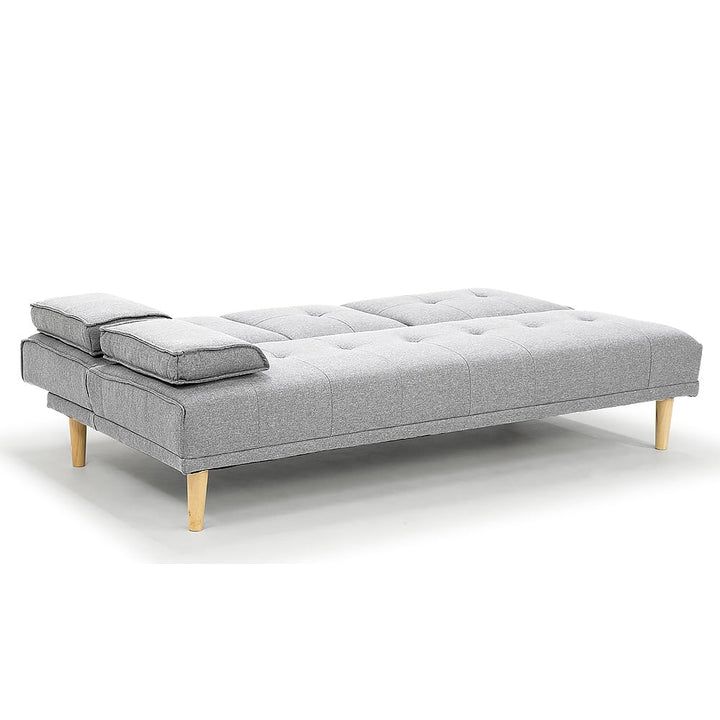 Rochester 3-Seater Linen Fabric Sofa Bed Lounge Couch Futon - Light Grey-Furniture > Sofas > Sofas & Sofa Beds-Nomica Living