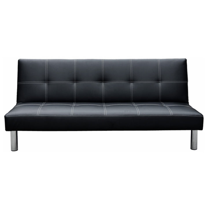 Faux 3-Seater Leather Sofa Bed Couch Futon - Black-Furniture > Sofas > Sofas & Sofa Beds-Nomica Living