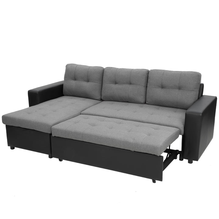 L-Shaped Corner Linen Sofa Lounge Couch – Grey-Furniture > Sofas > Sofas & Sofa Beds-Nomica Living